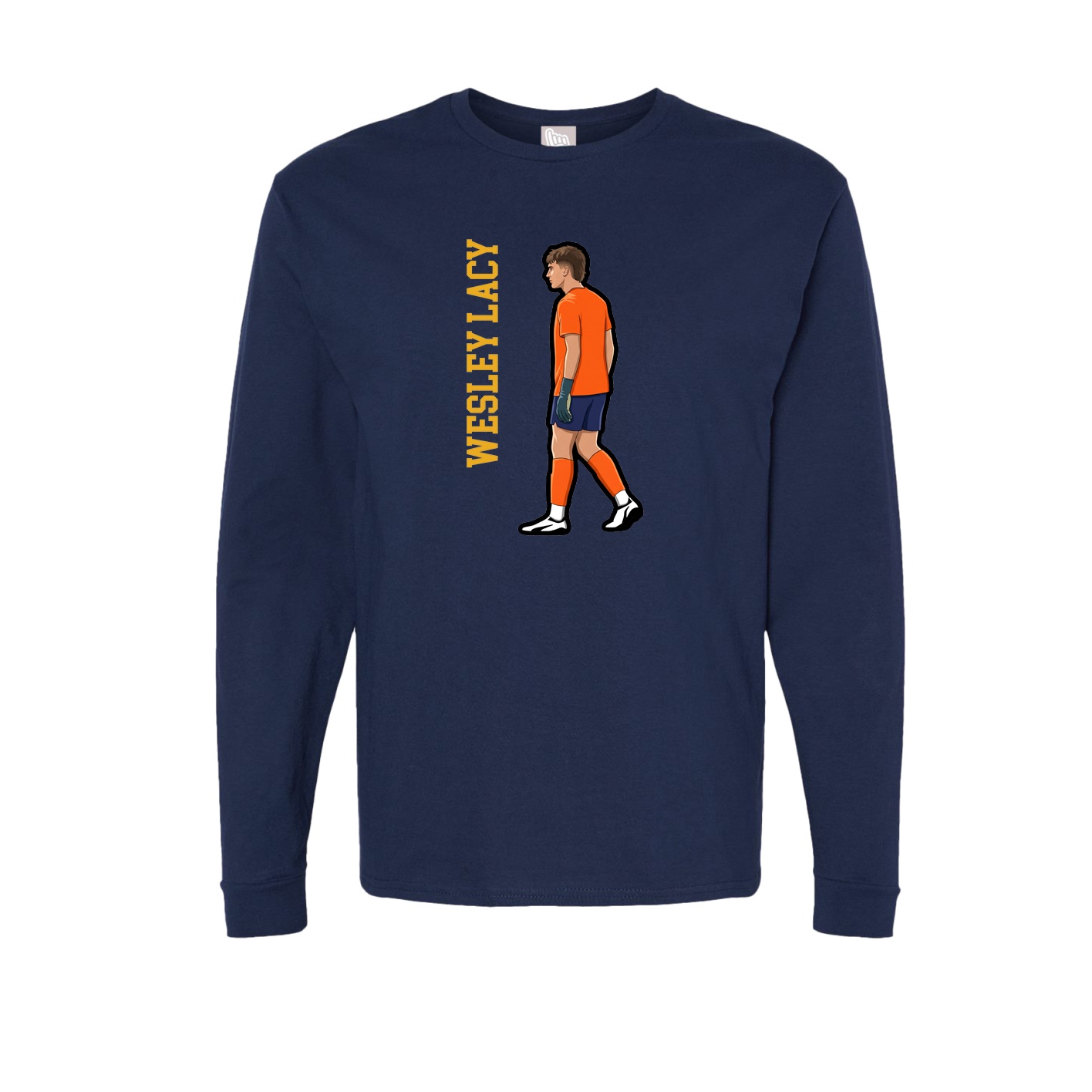 Long Sleeve Tee — Name Vertical in Navy