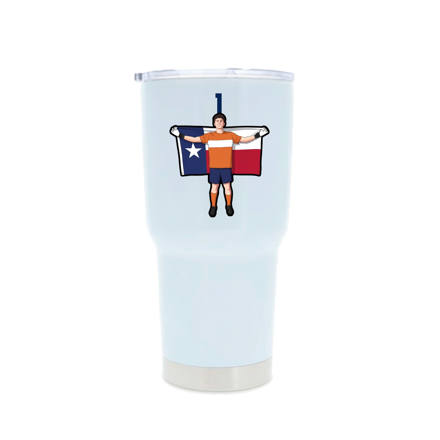 30oz Stainless Steel Tumbler — Number Top in White