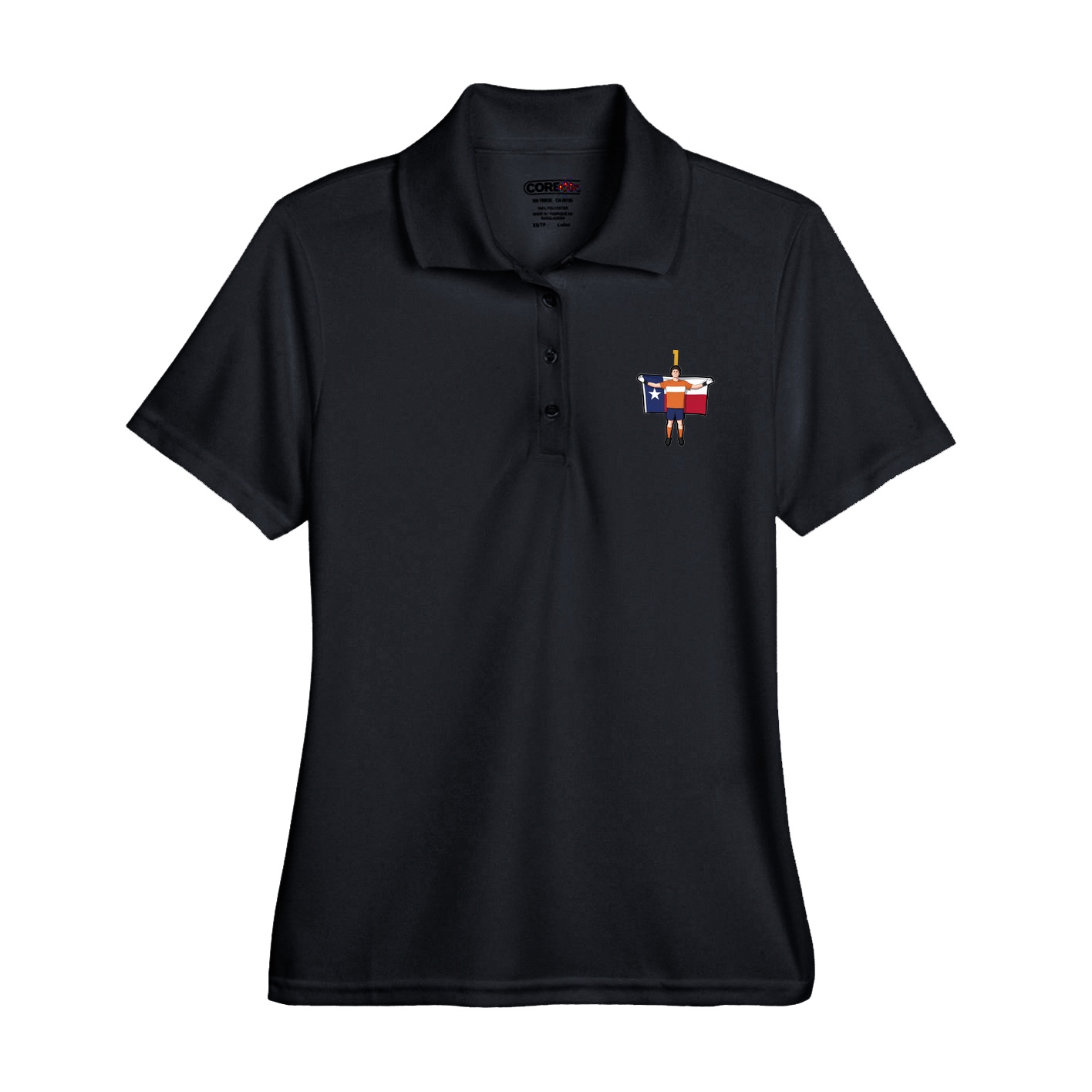 Womens Performance Polo — Number Top in Black
