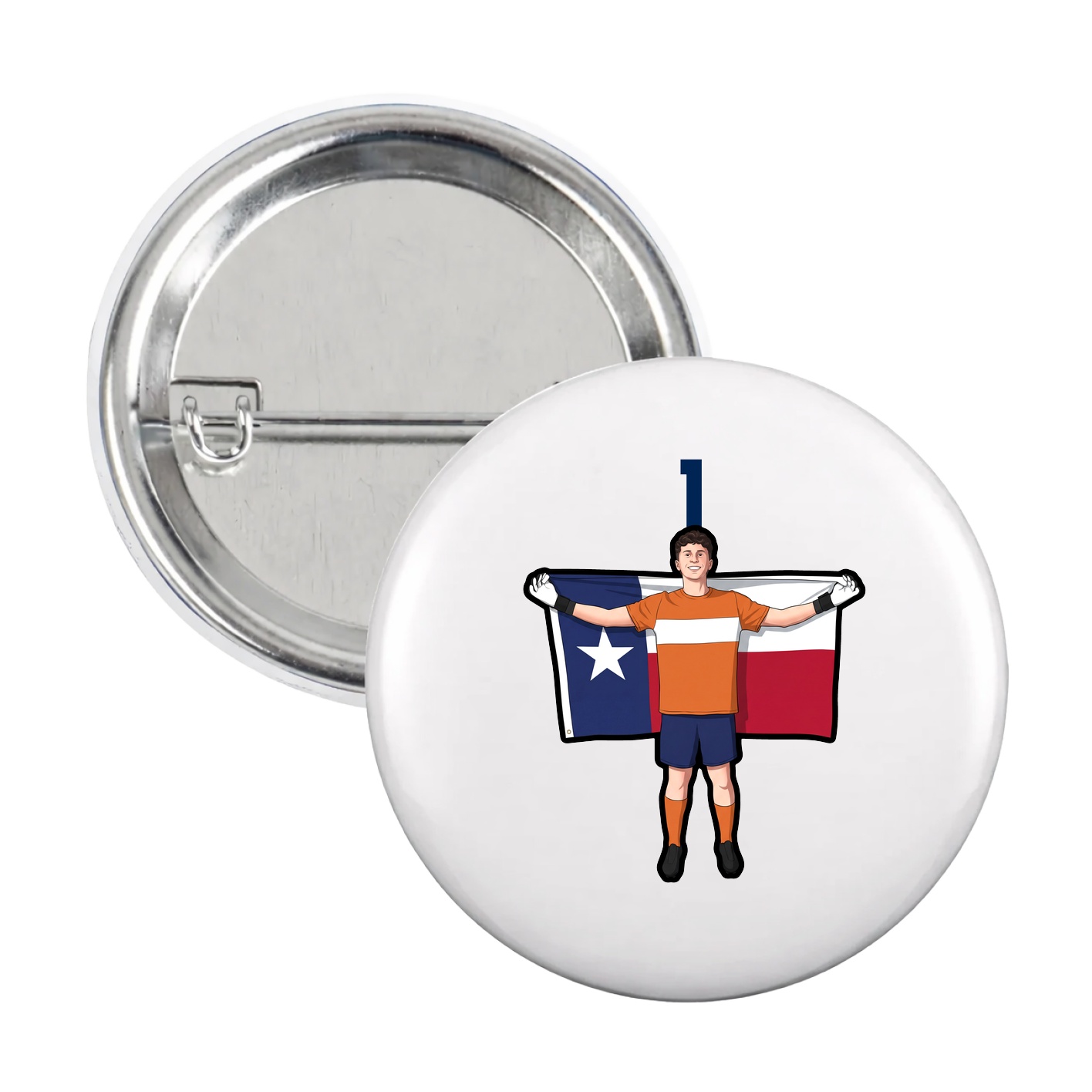 Game Day Button — Number Top in White