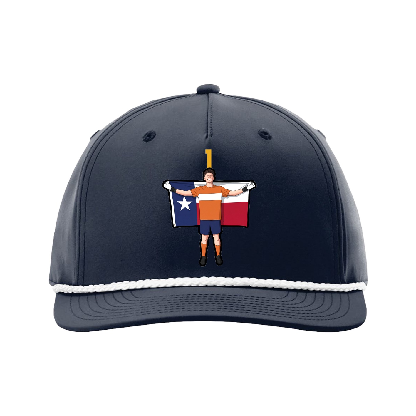 Five-Panel Classic Rope Cap — Number Top in Navy