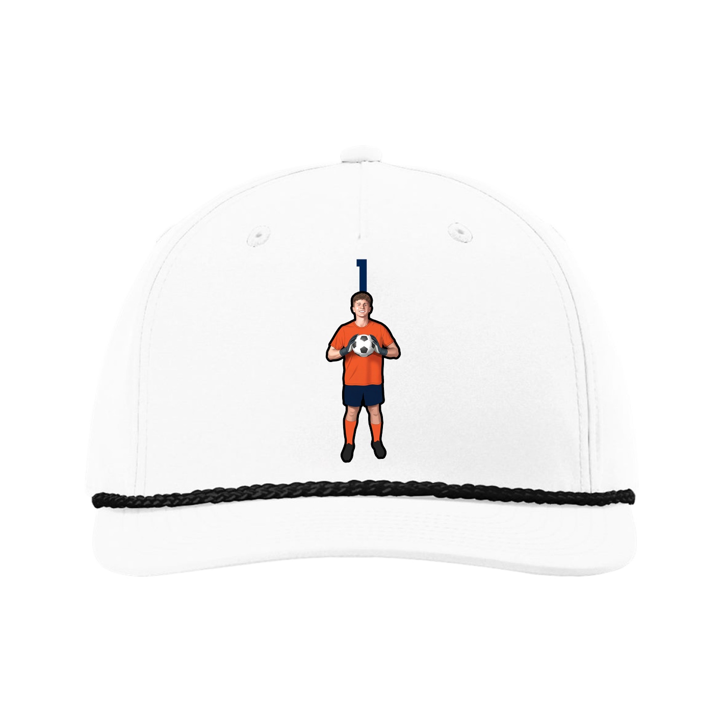 Five-Panel Classic Rope Cap — Number Top in White