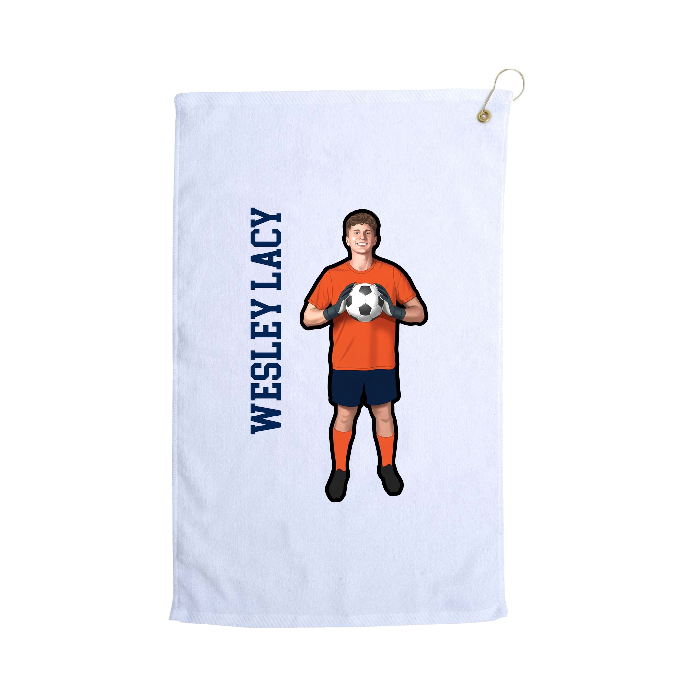 Golf Towel — Name Vertical in White