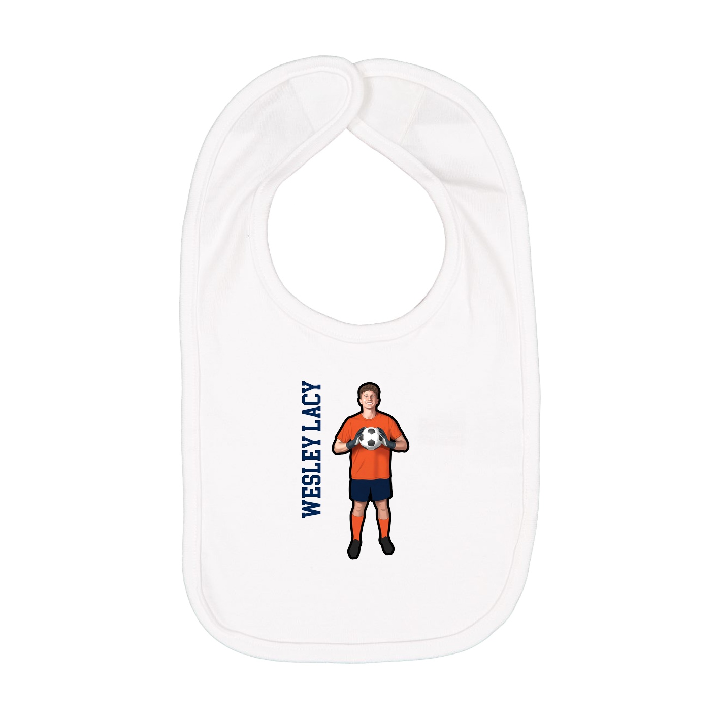 Infant Bib — Name Vertical in White