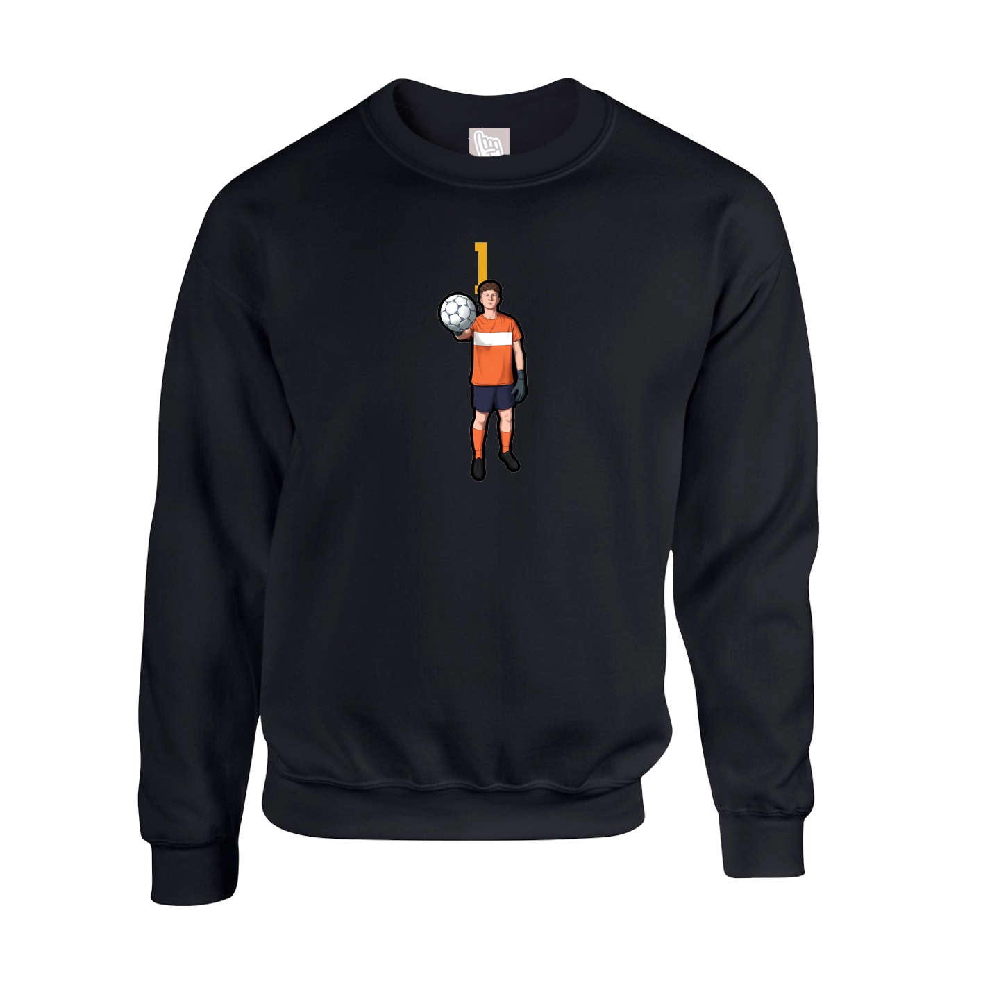 Fleece Crew — Number Top in Black