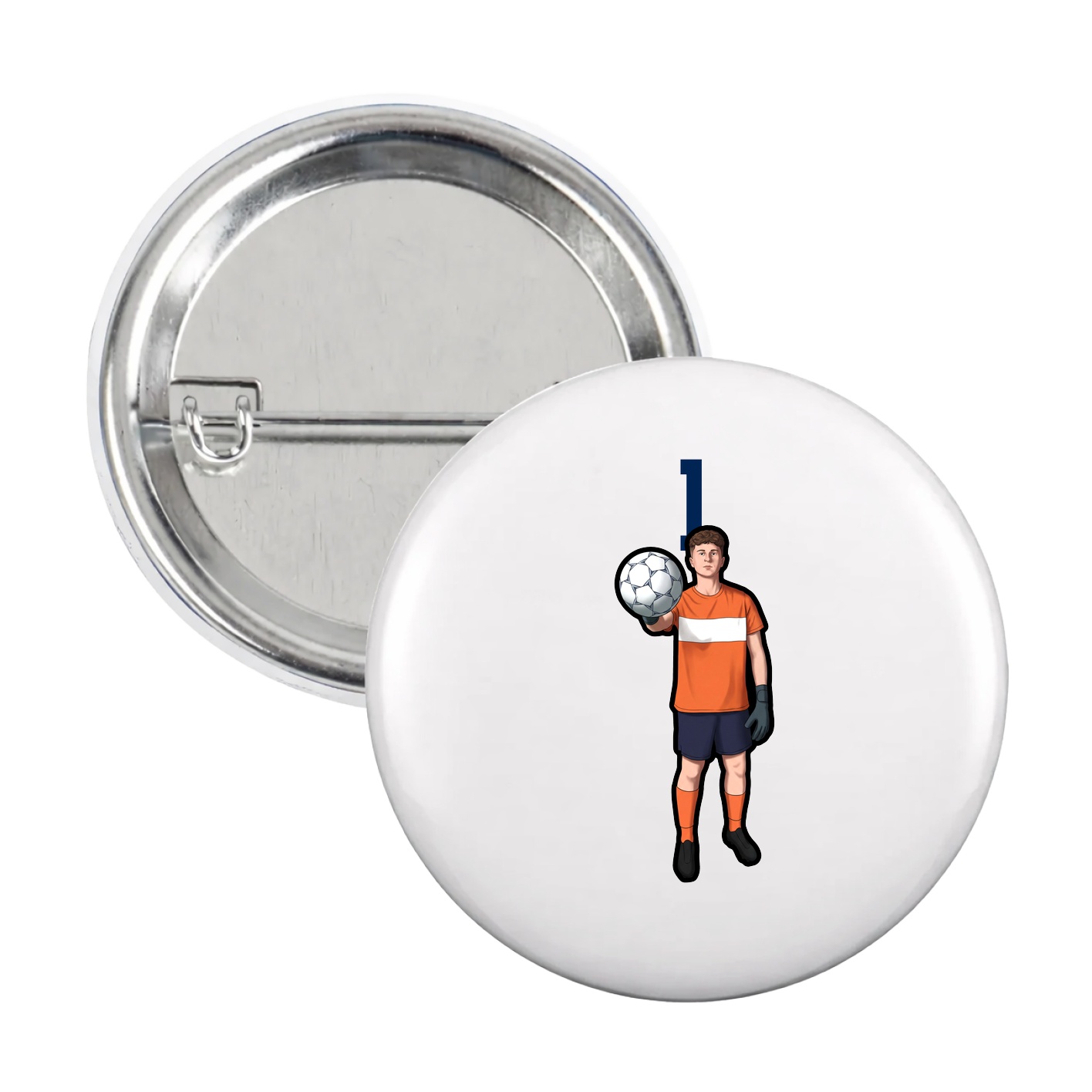 Game Day Button — Number Top in White