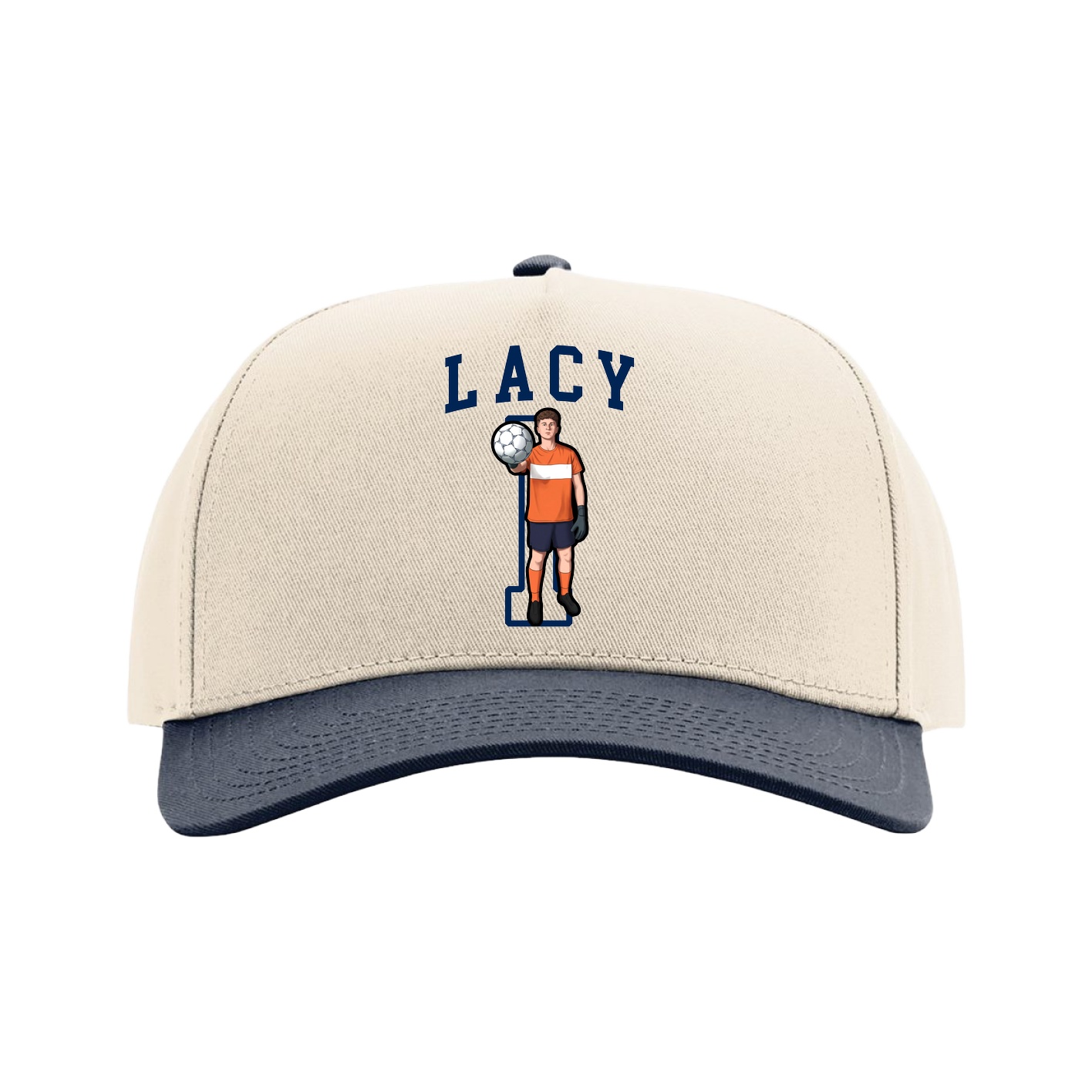 Full Fabric Five-Panel Champ Cap — Shirsey in Cream/Navy