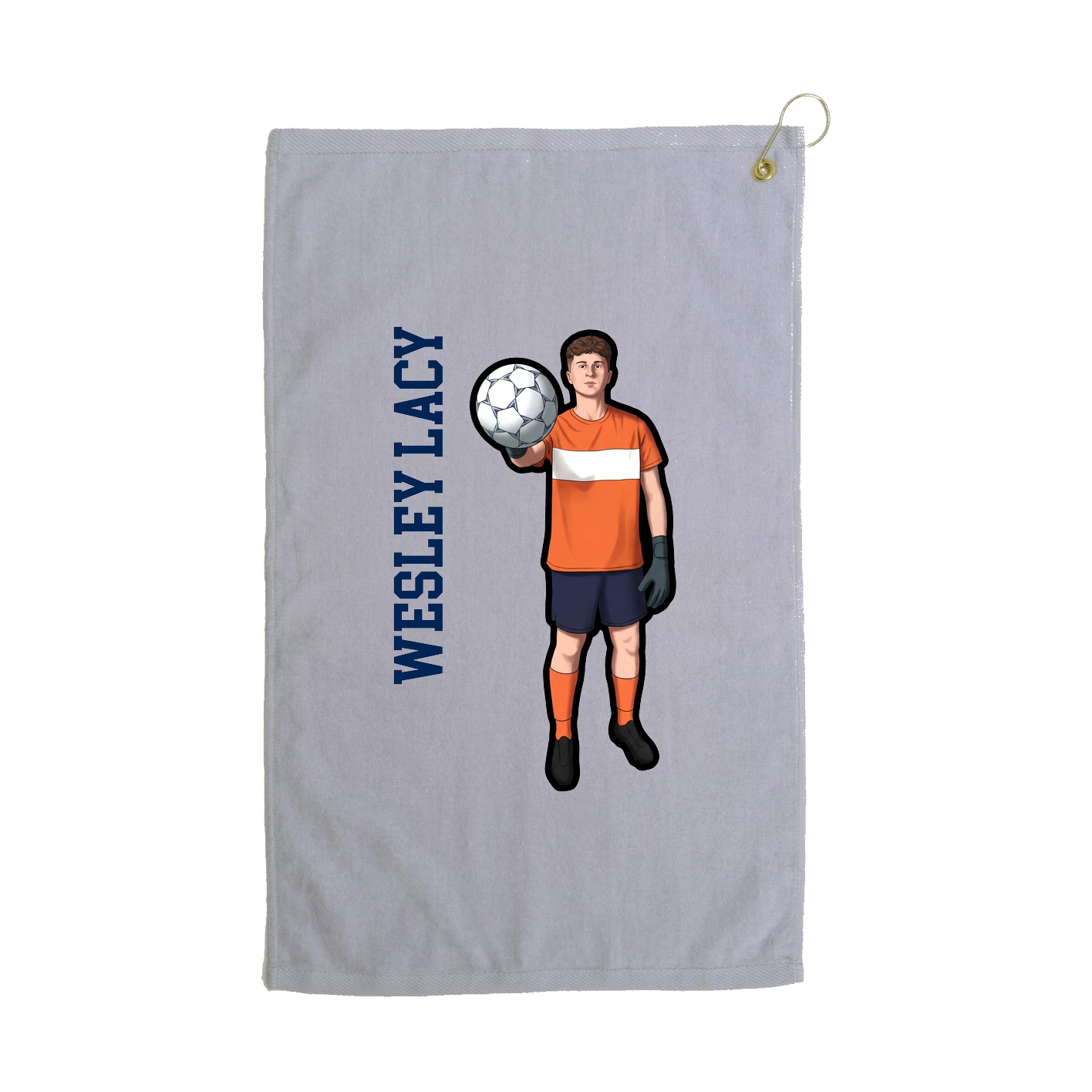 Golf Towel — Name Vertical in Grey