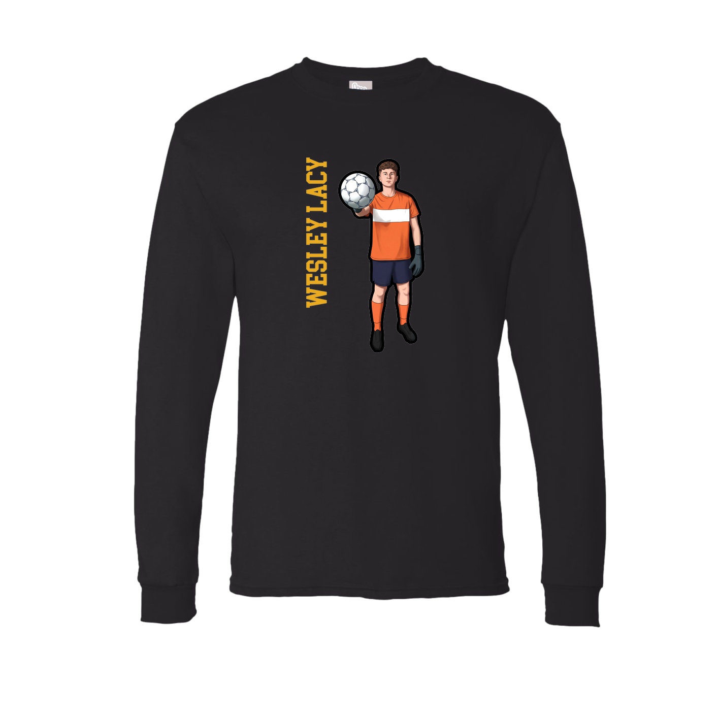 Long Sleeve Tee — Name Vertical in Black