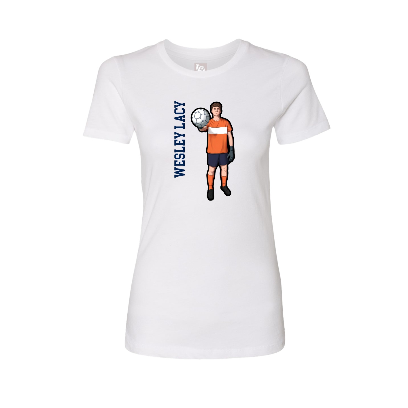 Womens Tee — Name Vertical in White