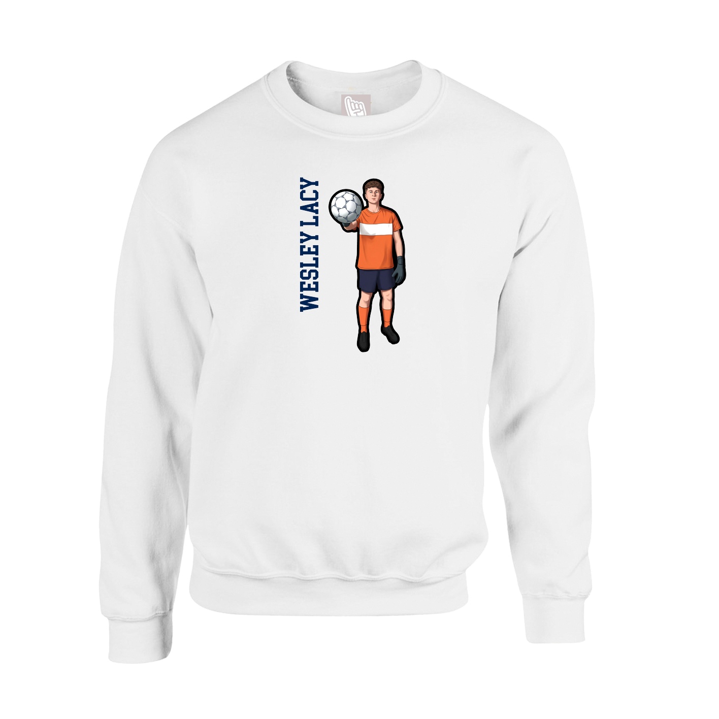 Fleece Crew — Name Vertical in White