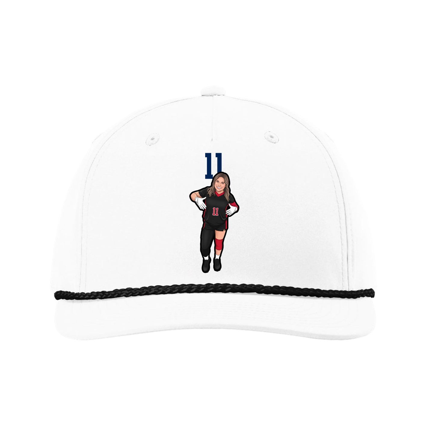 Five-Panel Classic Rope Cap — Number Top in White