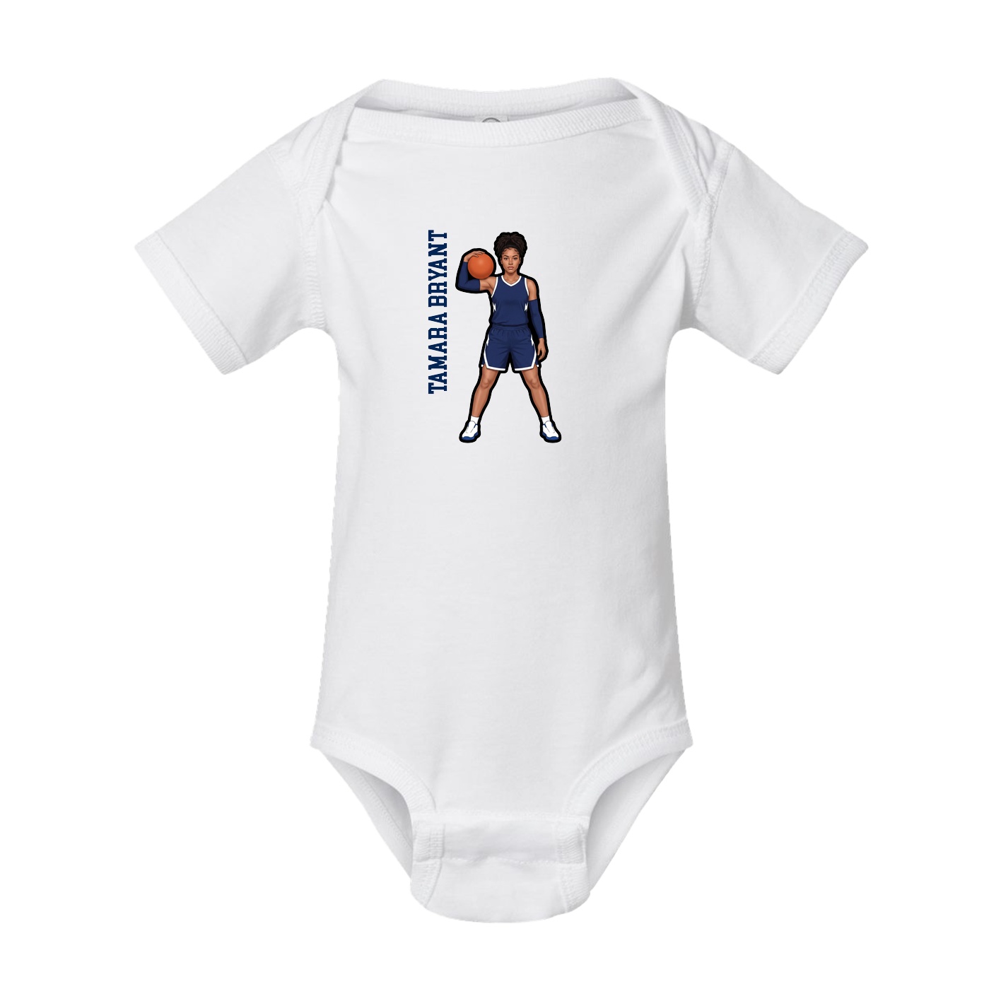 Baby Onesie — Name Vertical in White