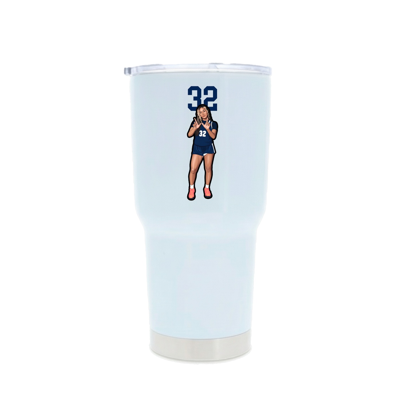 30oz Stainless Steel Tumbler — Number Top in White