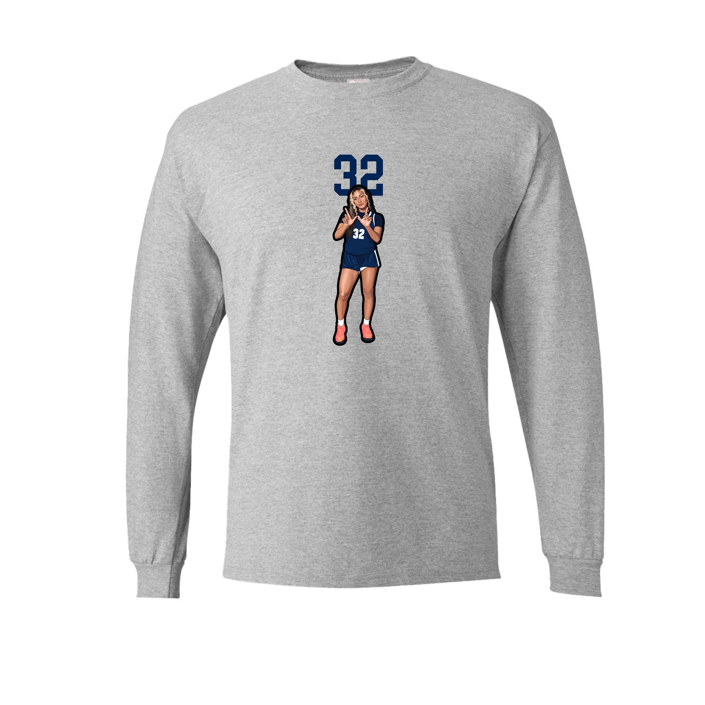 Long Sleeve Tee — Number Top in Grey