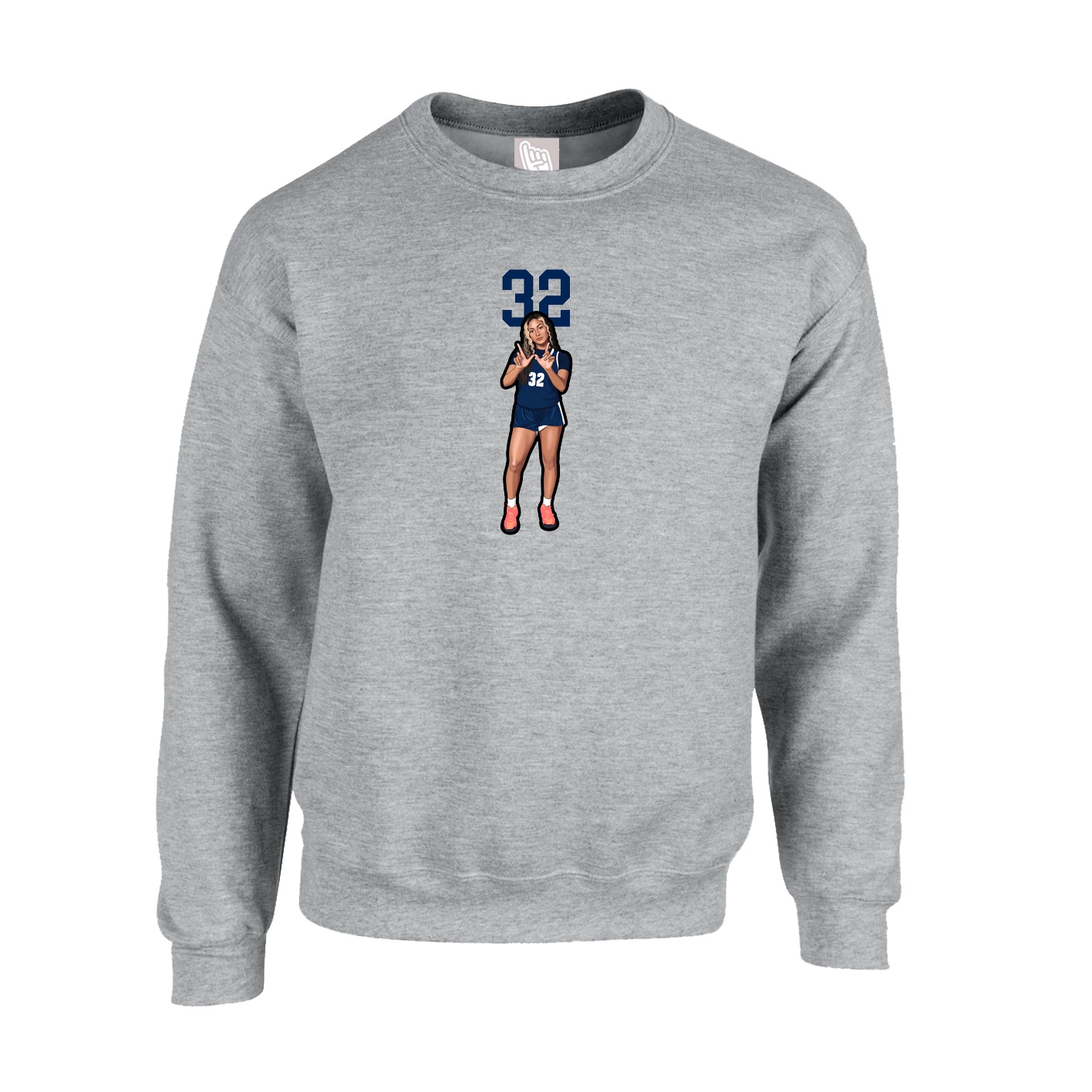 Fleece Crew — Number Top in Grey