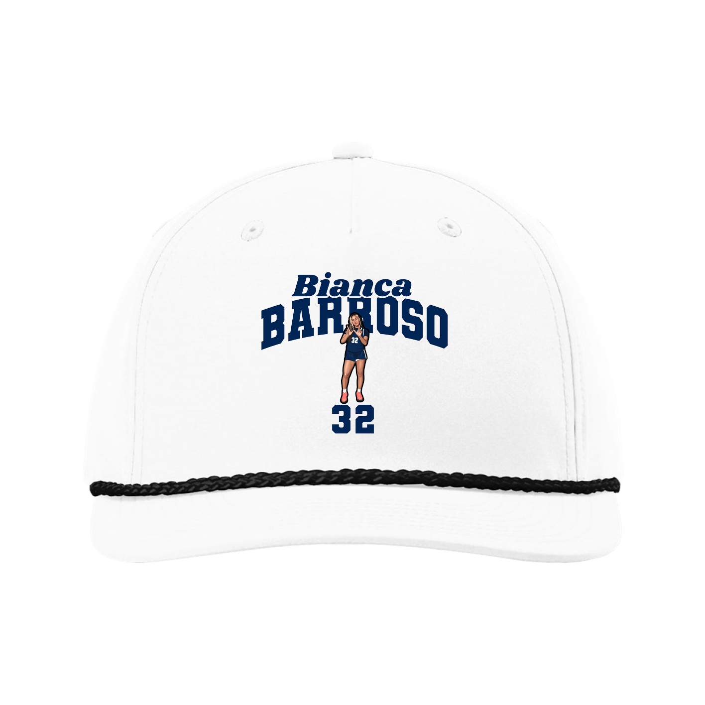 Five-Panel Classic Rope Cap — Signature Arch in White