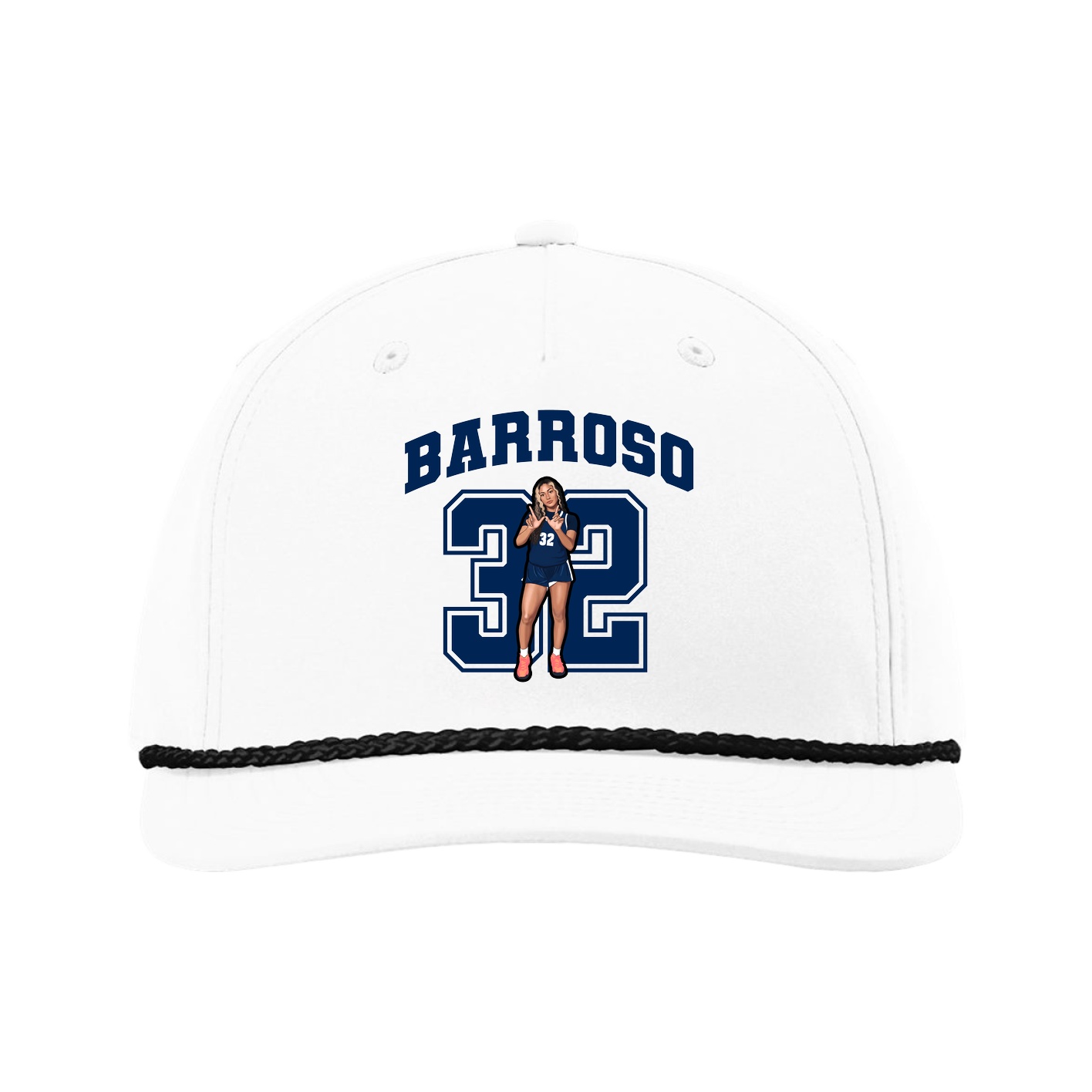 Five-Panel Classic Rope Cap — Number in White