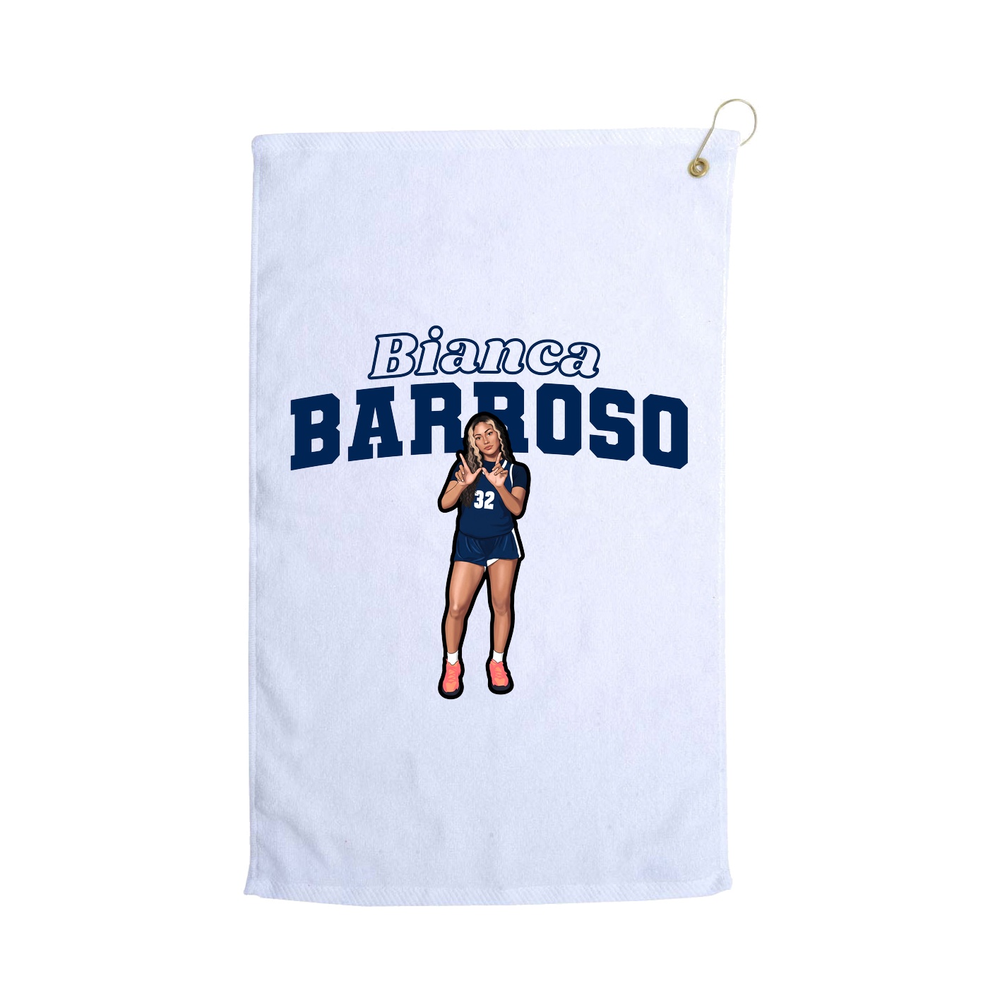 Golf Towel — Name Arch in White