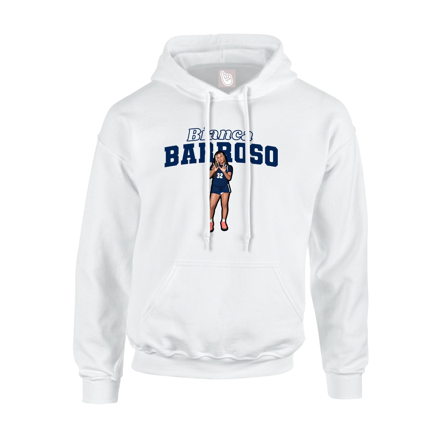 Youth Hoodie — Name Arch in White