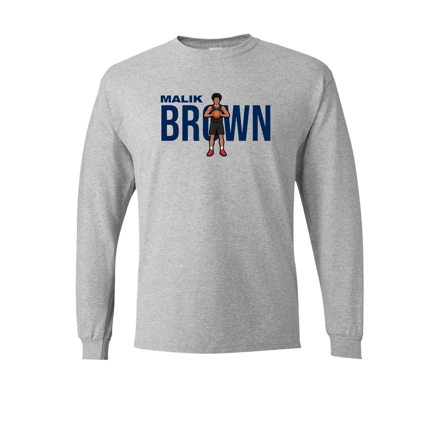 Long Sleeve Tee — Player Name in Grey