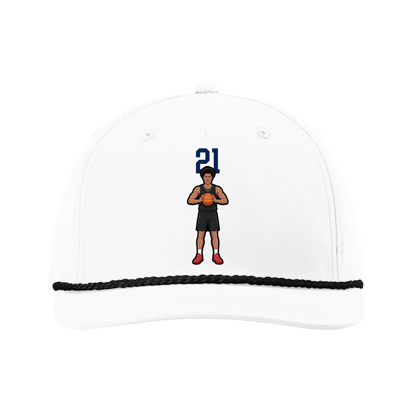 Five-Panel Classic Rope Cap — Number Top in White