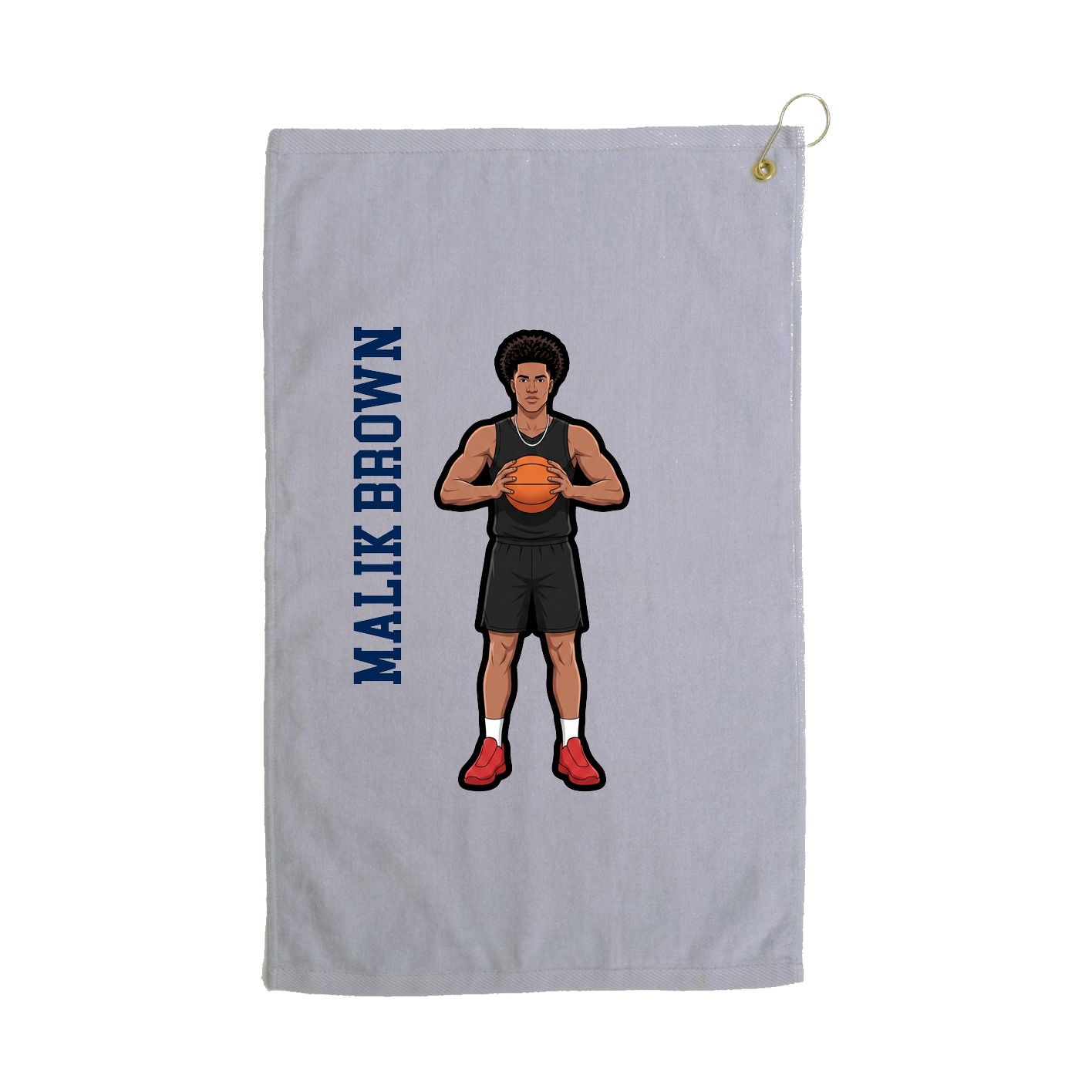 Golf Towel — Name Vertical in Grey