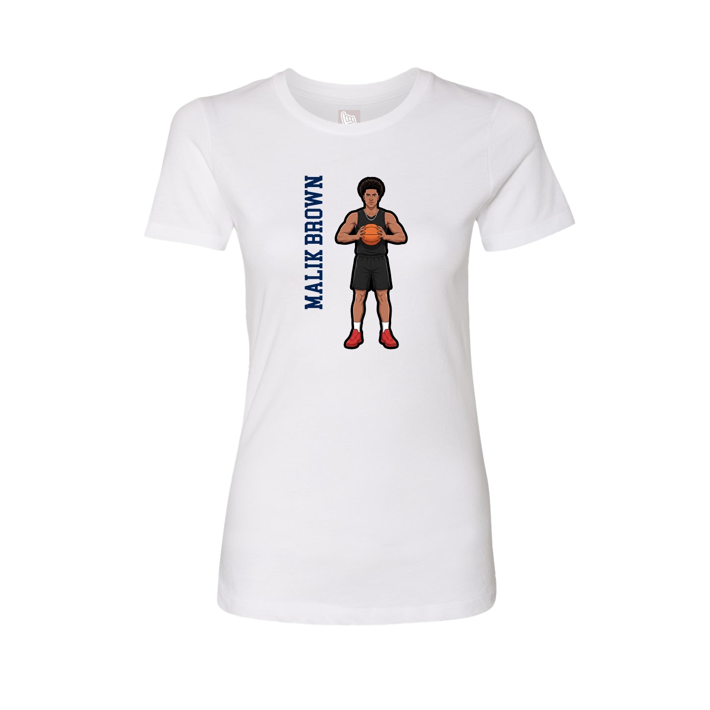 Fitted Women's Tee — Name Vertical in White