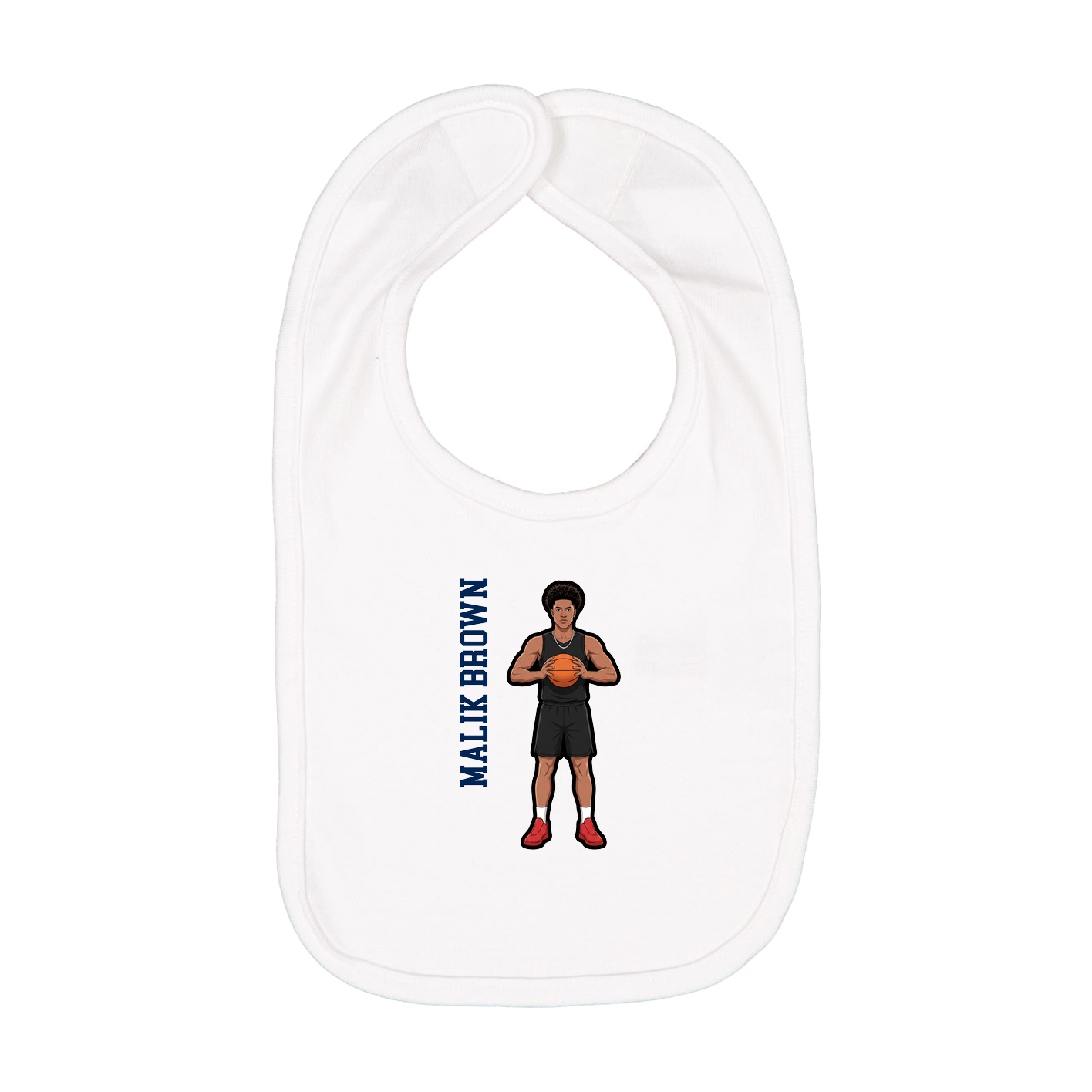 Infant Bib — Name Vertical in White