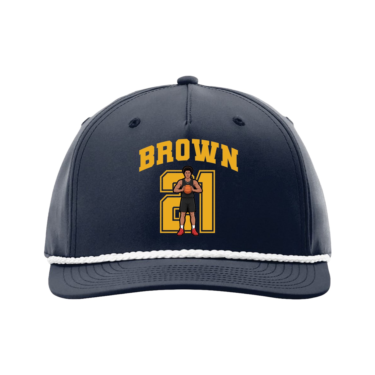 Five-Panel Classic Rope Cap — Number in Navy