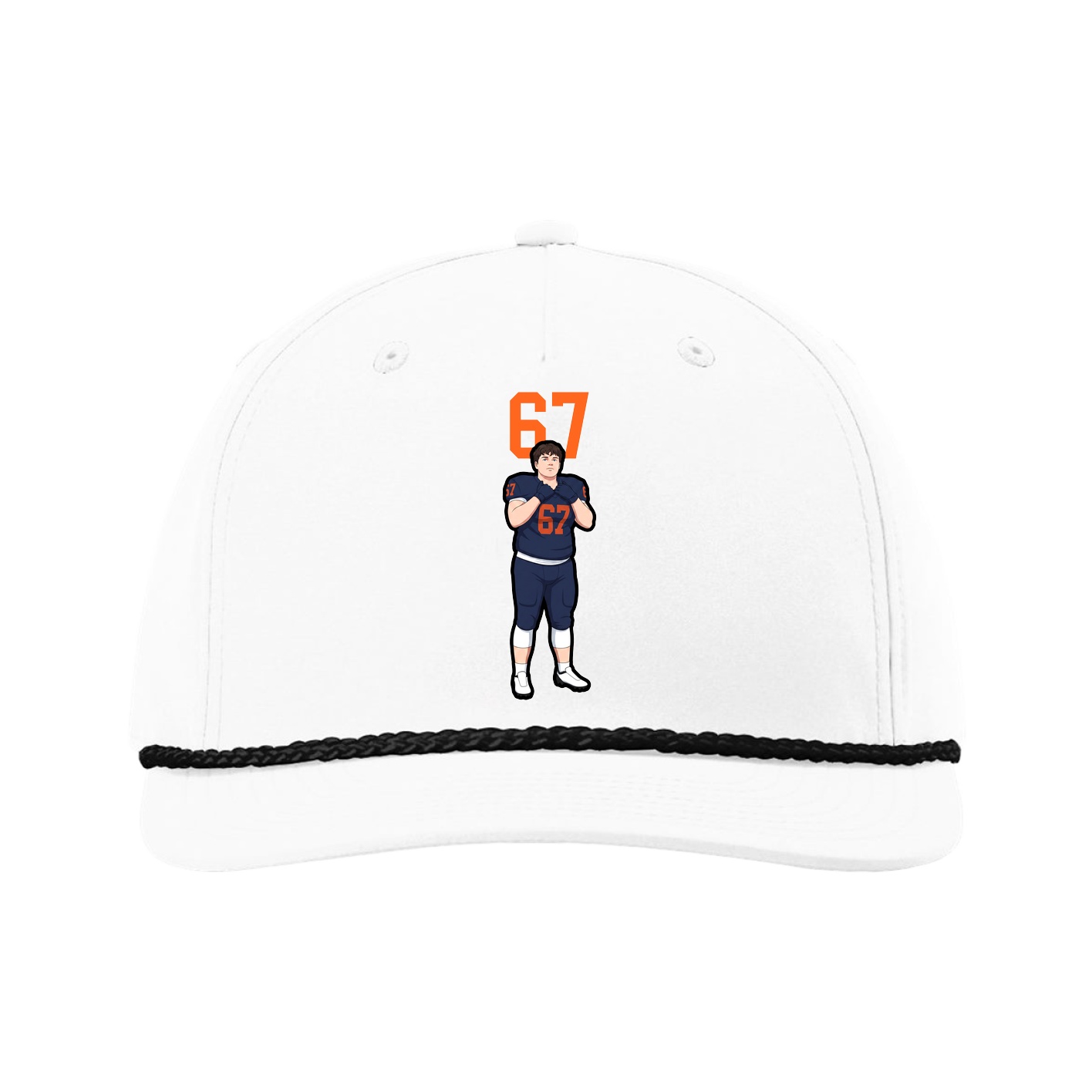 Five-Panel Classic Rope Cap — Number Top in White