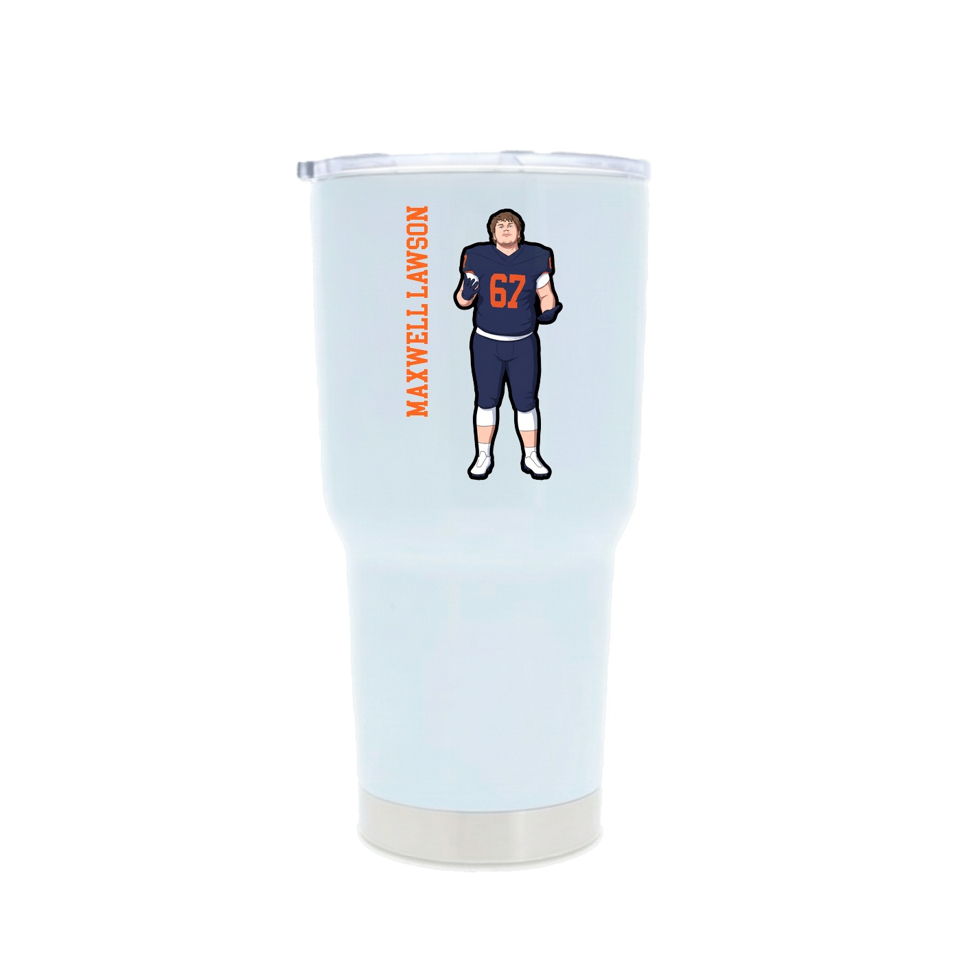 30oz Stainless Steel Tumbler — Name Vertical in White