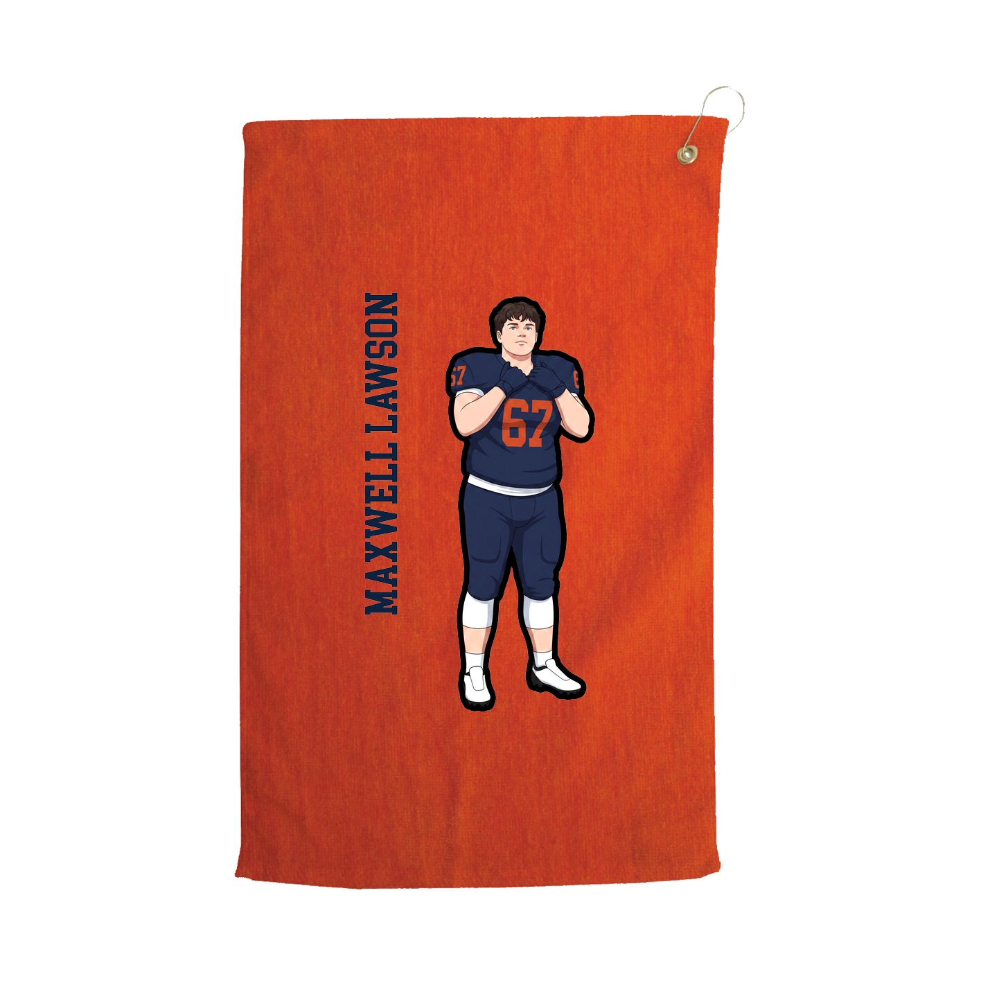 Golf Towel — Name Vertical in Orange