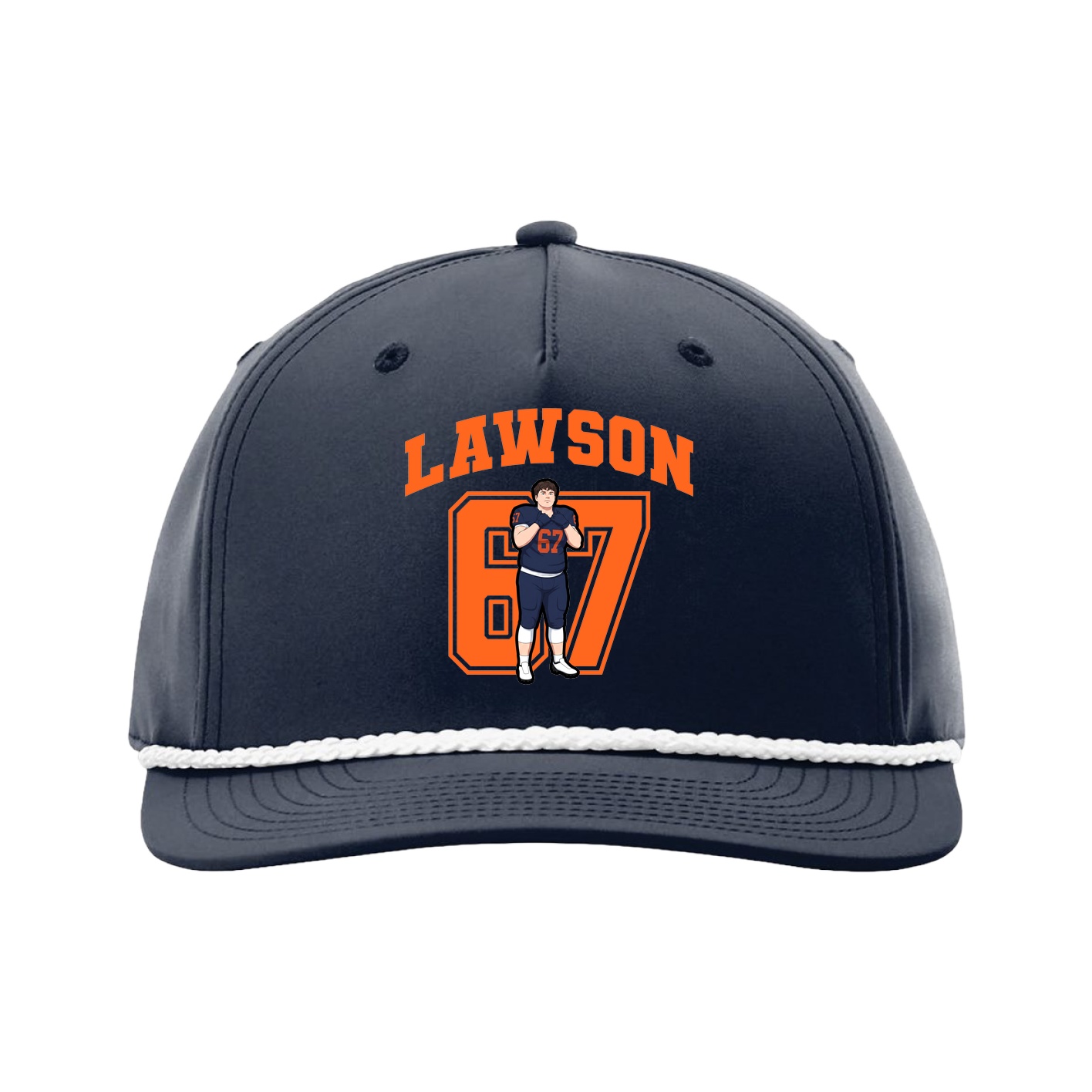 Five-Panel Classic Rope Cap — Number in Navy