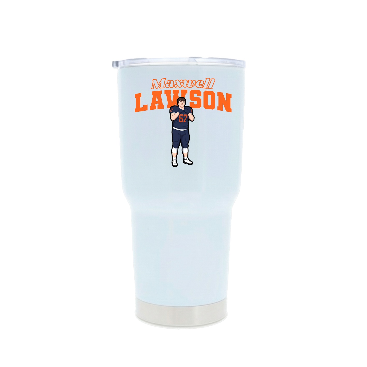 30oz Stainless Steel Tumbler — Name Arch in White