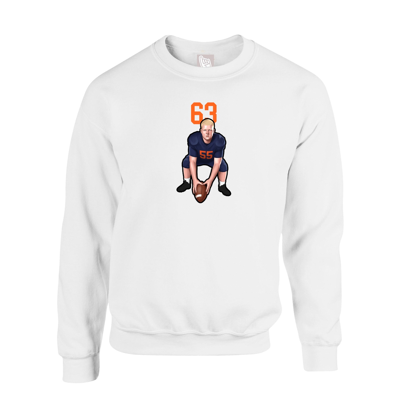 Fleece Crew — Number Top in White