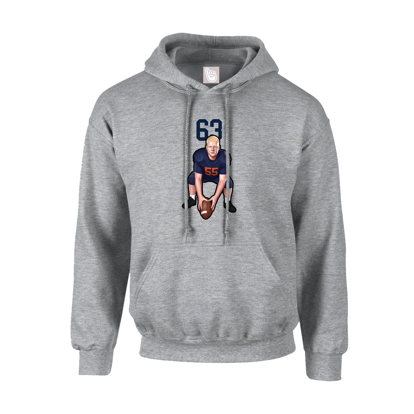 Youth Hoodie — Number Top in Grey
