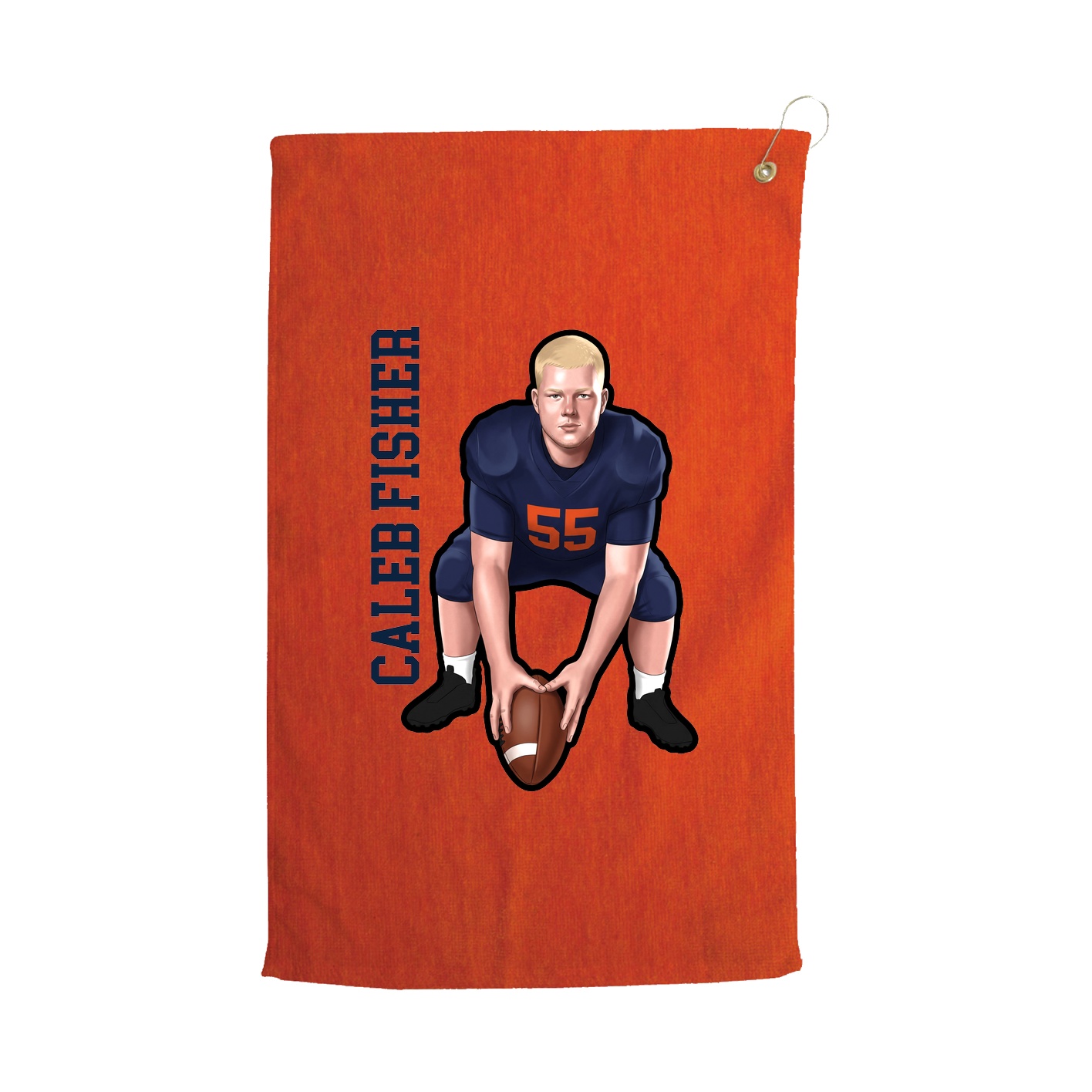 Golf Towel — Name Vertical in Orange