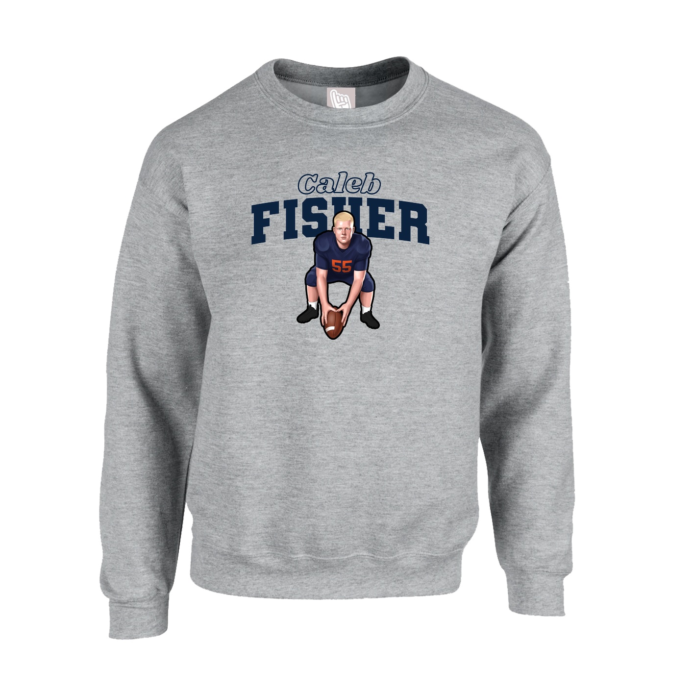 Fleece Crew — Name Arch in Grey