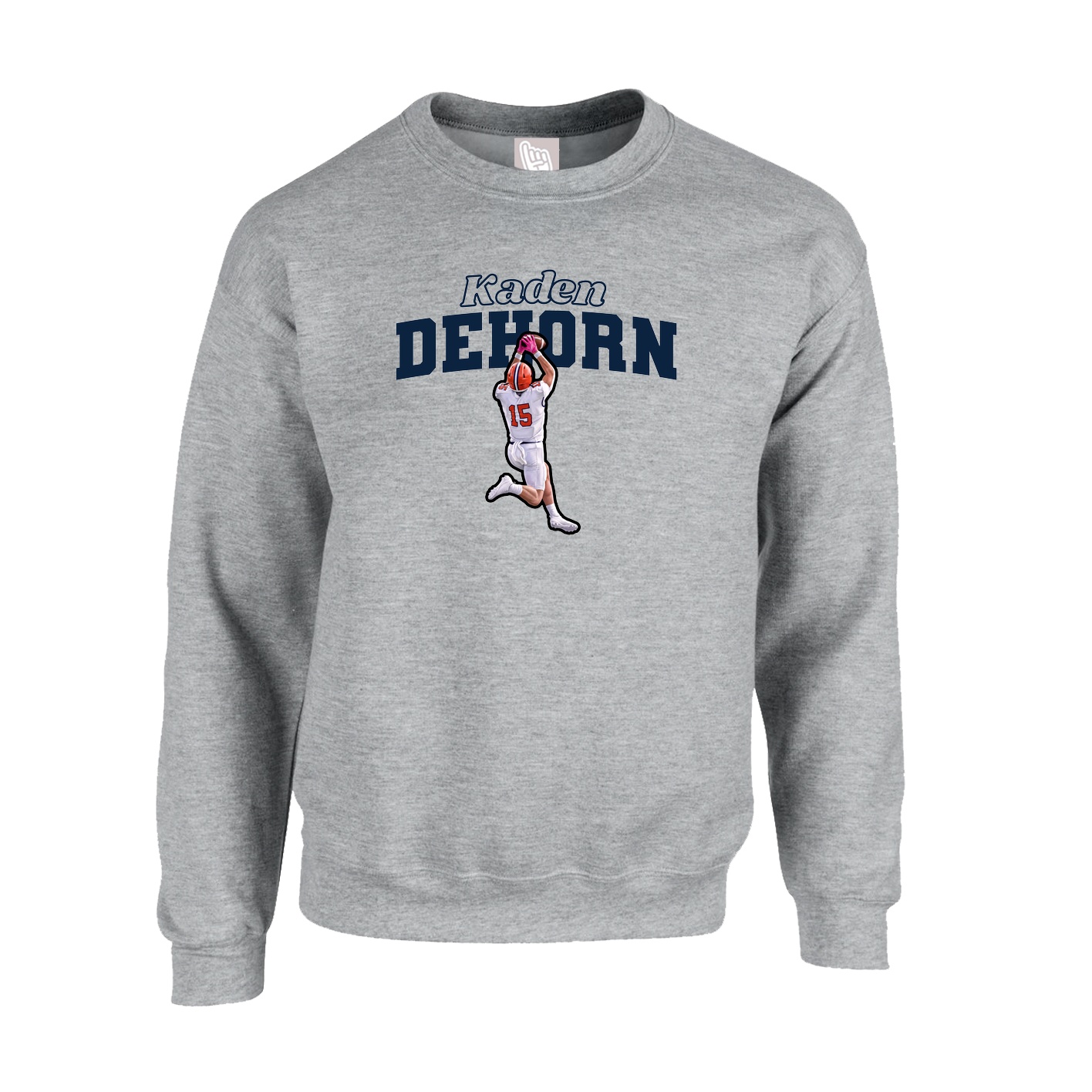 Fleece Crew — Name Arch in Grey