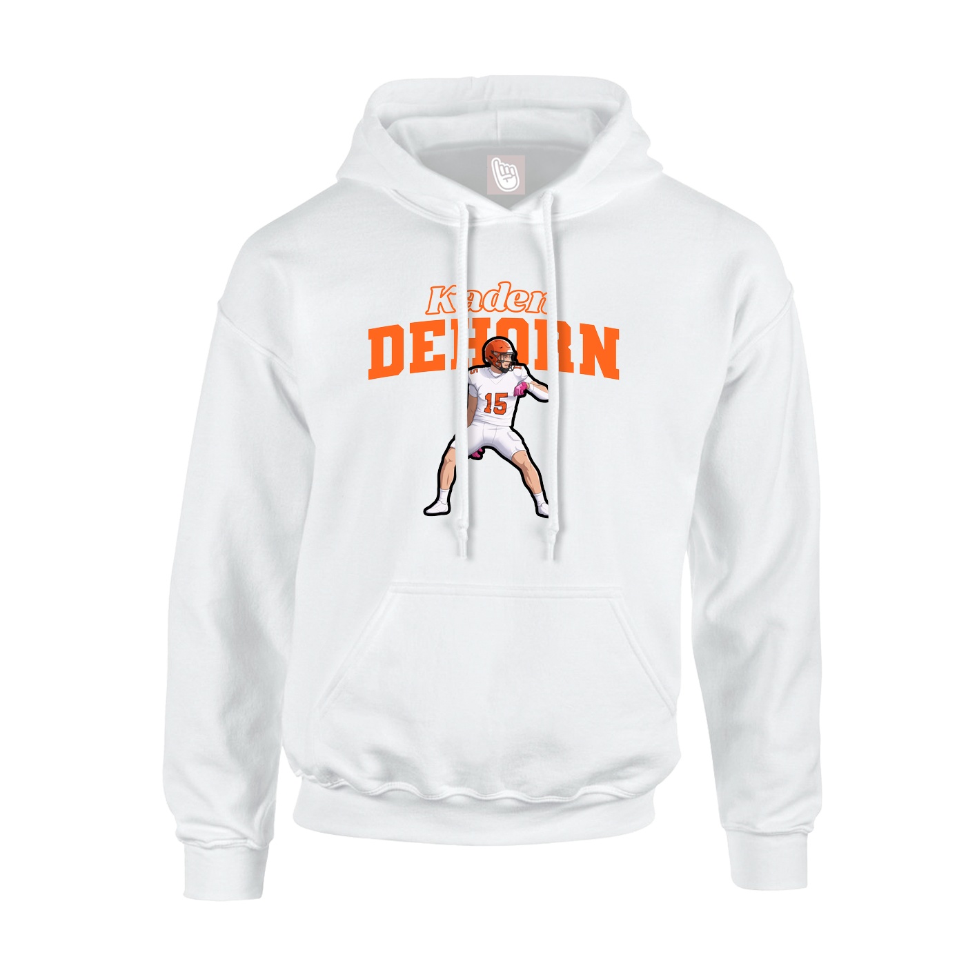 Youth Hoodie — Name Arch in White