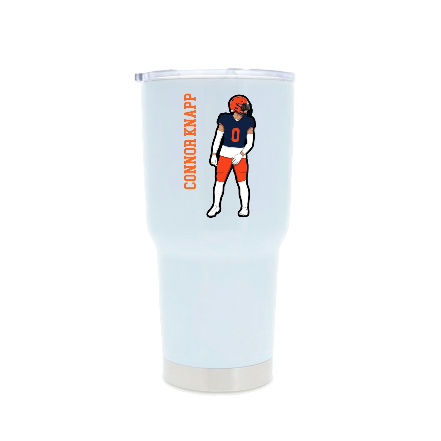 30oz Stainless Steel Tumbler — Name Vertical in White