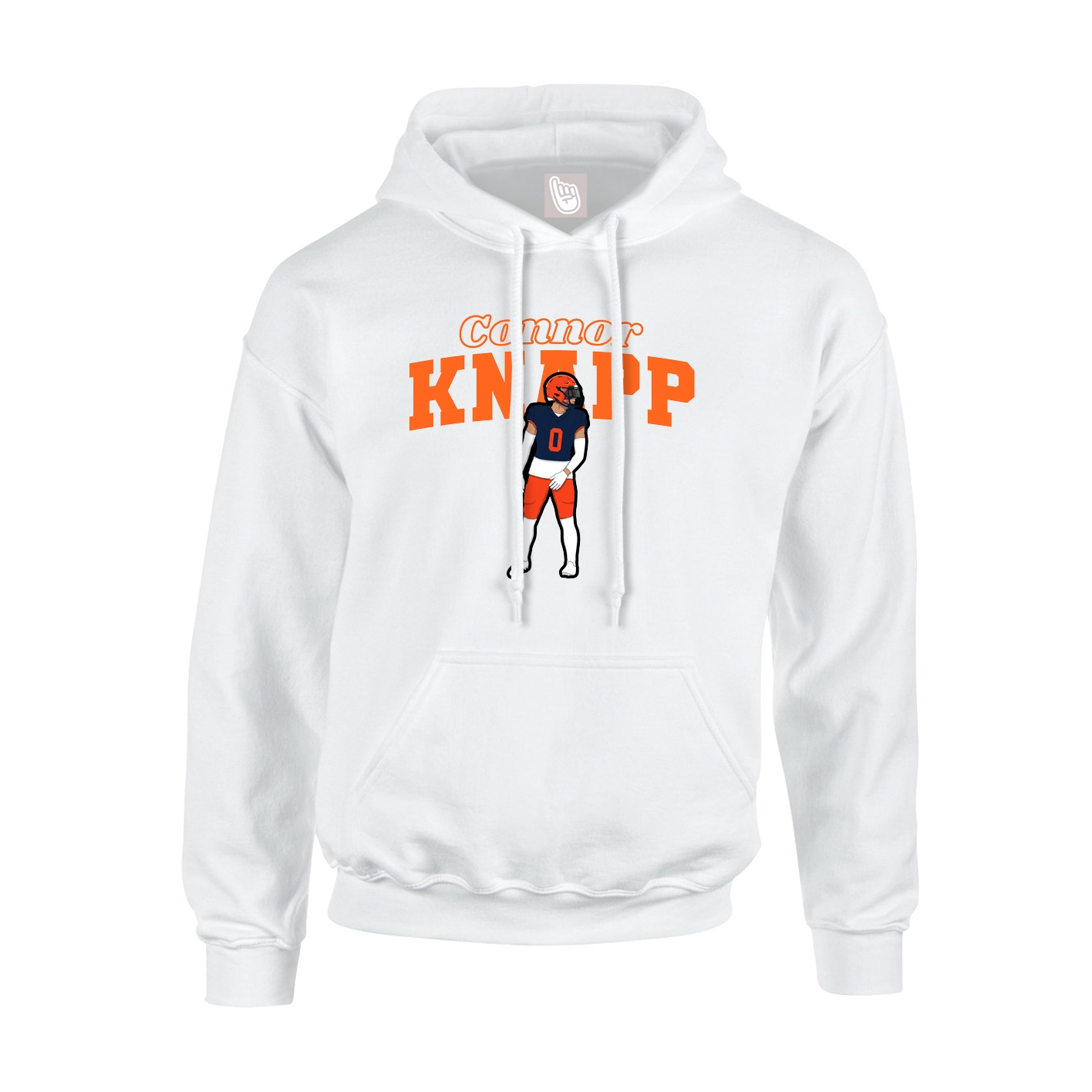 Youth Hoodie — Name Arch in White