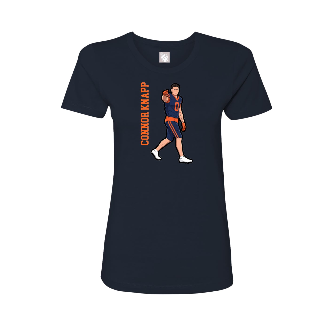 Fitted Women's Tee — Name Vertical in Navy