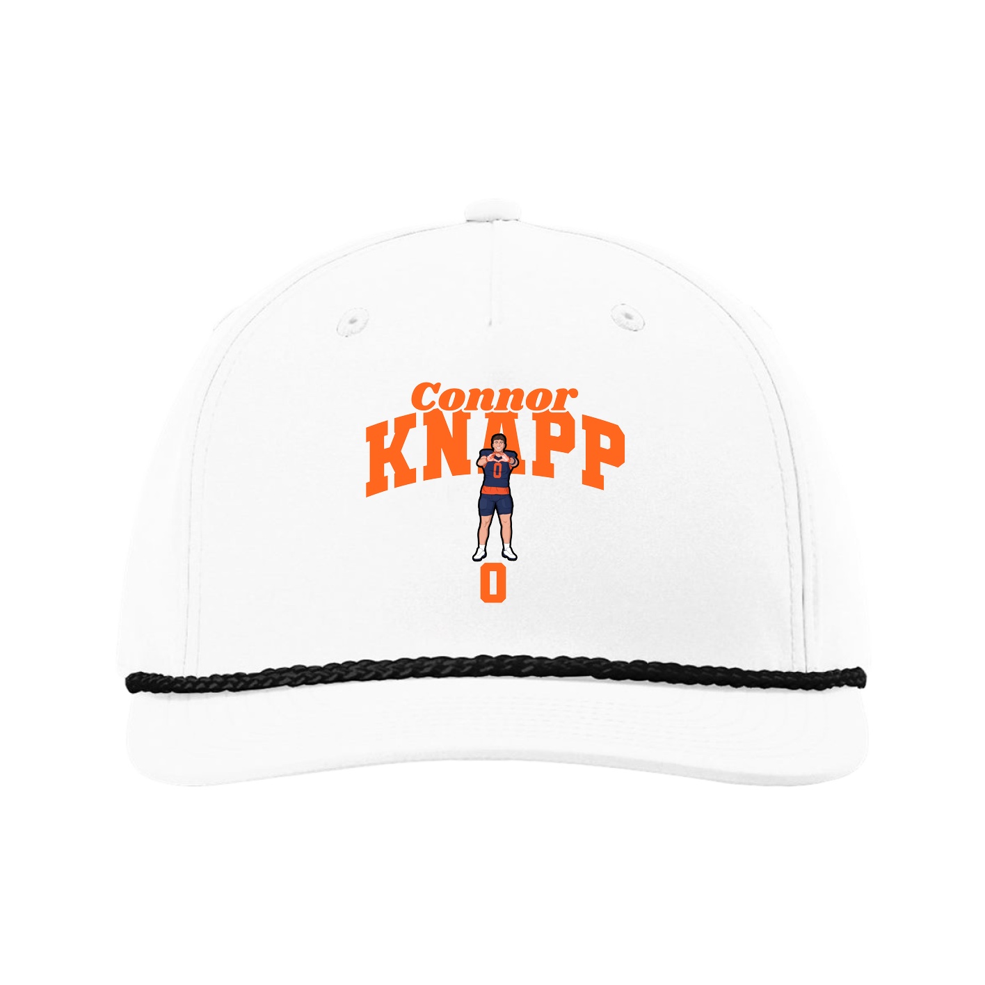 Five-Panel Classic Rope Cap — Signature Arch in White