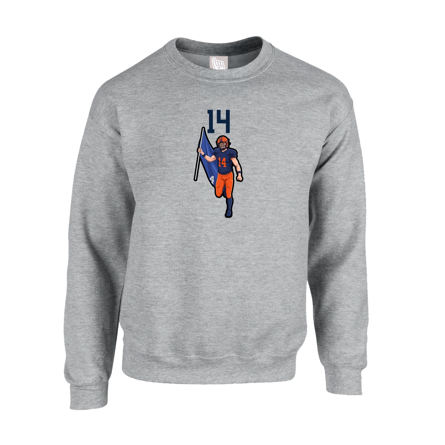 Fleece Crew — Number Top in Grey