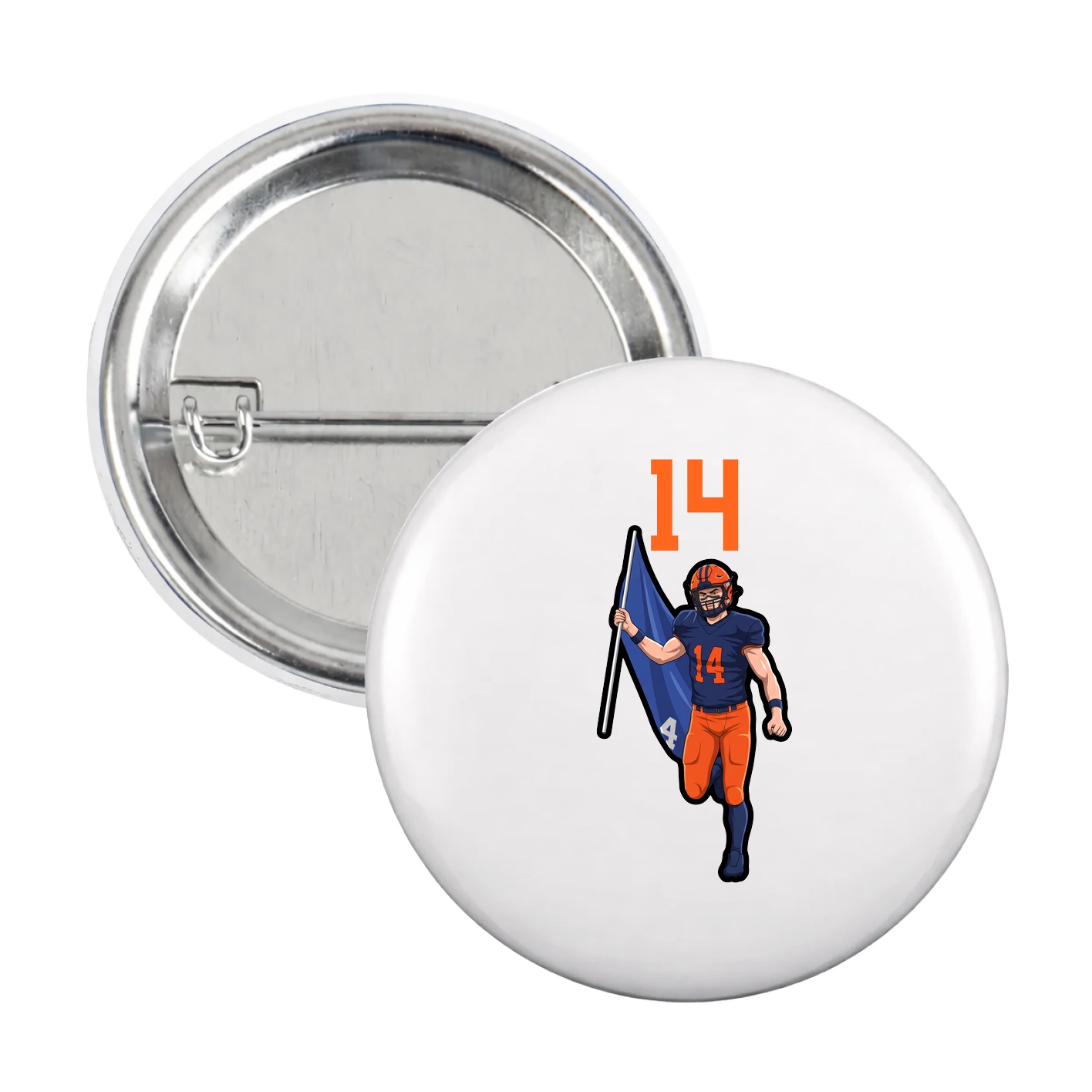 Game Day Button — Number Top in White