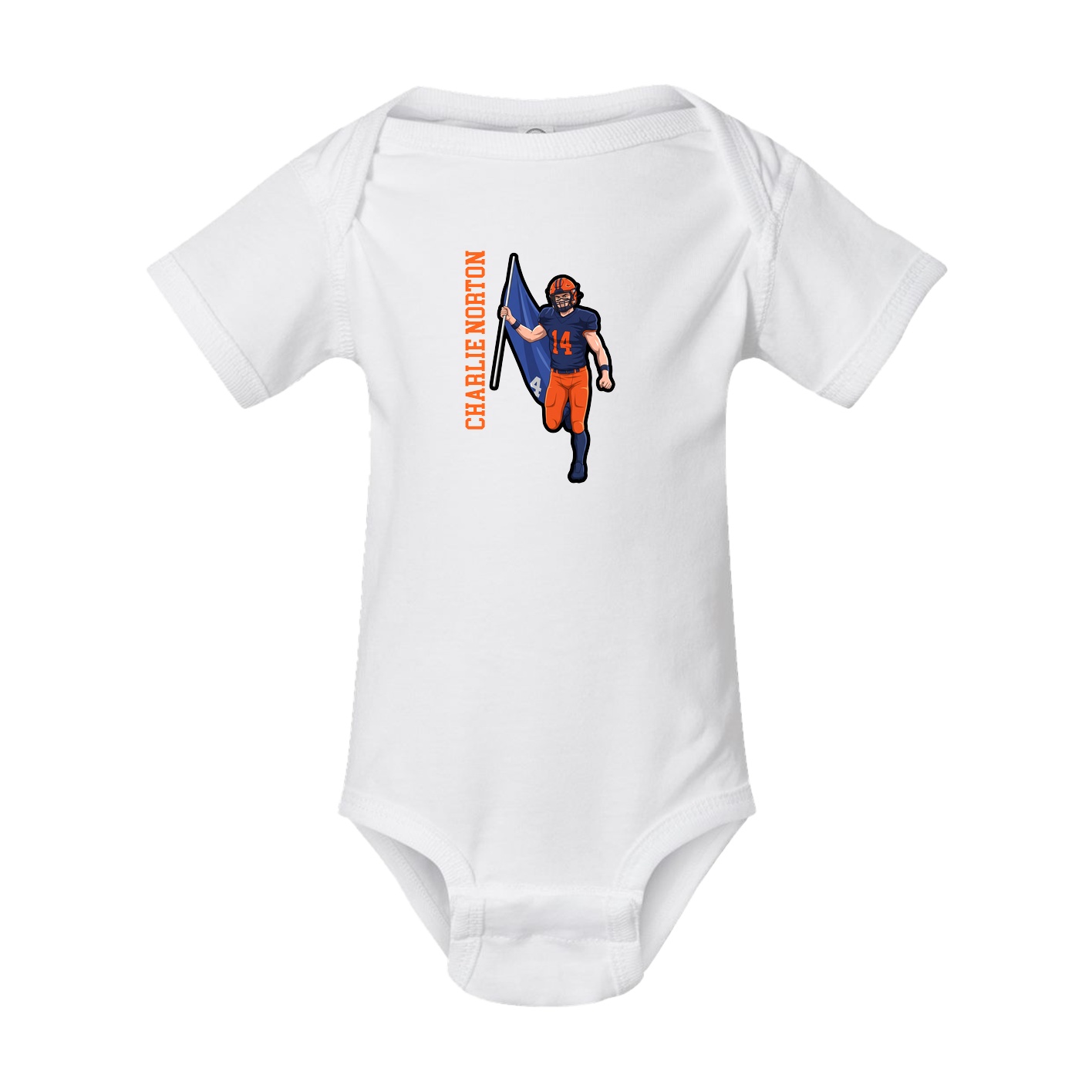 Baby Onesie — Name Vertical in White