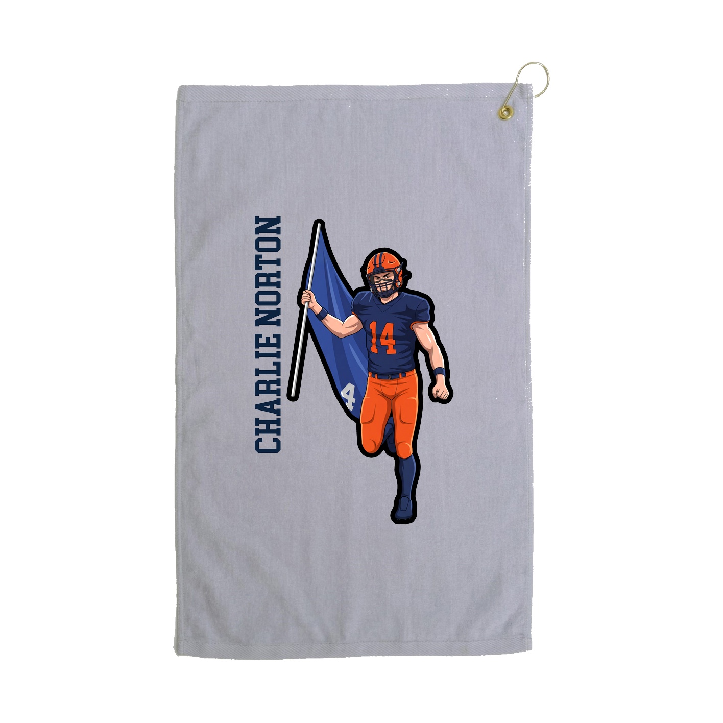 Golf Towel — Name Vertical in Grey