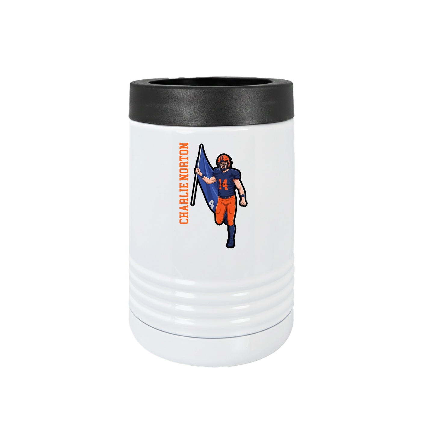 Beverage Holder — Name Vertical in White